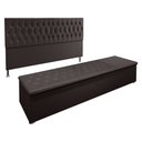 Ver imagem 1 de Kit Cabeceira e Calçadeira Baú King 1,95m Madrid Suede - Pallazio - Marrom