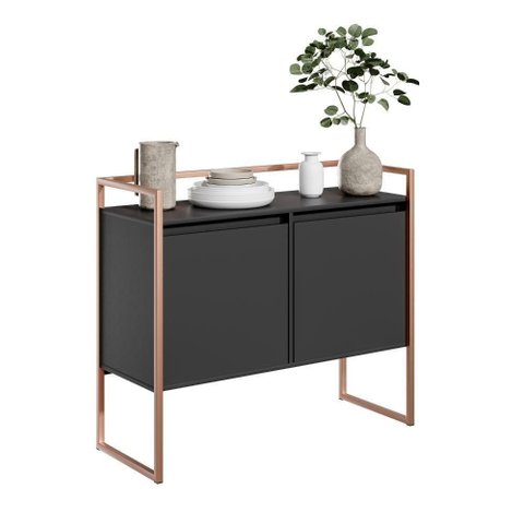 Buffet Cadiz Industrial 2 Portas MDP 100,9cm Preto Cobre Casah