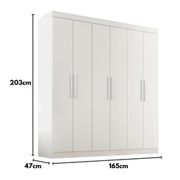 Guarda Roupa Casal Lisboa 6 Portas 2 Gav Branco - 4