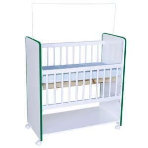 Mini Berço New Baby Bed Side Grade Móvel + Colchão:branco/verde