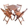 Conjunto Mesa Dobrável 60x60 Cm com 4 Cadeiras em Madeira Maciça - Imbuia - 1