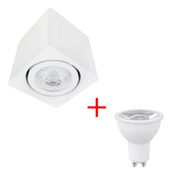 Kit 6 Spot Sobrepor Teto Beiral Para Lâmpada Dicroica Branco Direcionável + 6 Lâmpadas Cor:Branco -  - 1