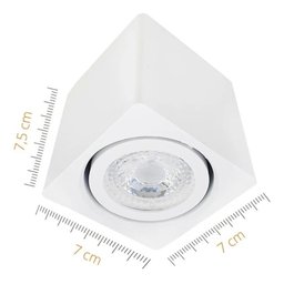 Kit 6 Spot Sobrepor Teto Beiral Para Lâmpada Dicroica Branco Direcionável + 6 Lâmpadas Cor:Branco -  - 6