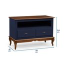Ver imagem 5 de Rack para Sala com Pés Luis Xv 2 Gavetas e Nicho 60502 Linz Móveis - Azul Petróleo/imbuia Glazer