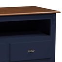 Ver imagem 4 de Rack para Sala com Pés Luis Xv 2 Gavetas e Nicho 60502 Linz Móveis - Azul Petróleo/imbuia Glazer