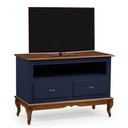 Ver imagem 2 de Rack para Sala com Pés Luis Xv 2 Gavetas e Nicho 60502 Linz Móveis - Azul Petróleo/imbuia Glazer