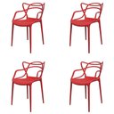 Ver imagem 1 de Kit 4 Cadeiras Empilhável Inmetro Aviv Master Allegra Fratini Polipropileno Vermelho Suporta 182kg