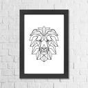 Ver imagem 1 de Quadro Decorativo Leão Geométrico Para Sala e Para Quarto Com Moldura 24x34cm