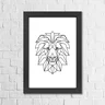 Quadro Decorativo Leão Geométrico Para Sala e Para Quarto Com Moldura 24x34cm - 1