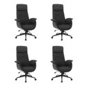 Ver imagem 1 de Kit com 4 Cadeiras Office Diretor com Revestimento Couro e Base em Aço Cromado Valencia Preto
