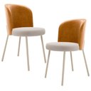 Ver imagem 1 de Kit 2 Cadeiras Sala de Jantar Estofada Gavi Arena L02 Couríssimo Whisky Bouclê Creme - Lyam Decor