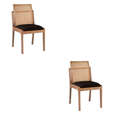 Kit 2 Cadeiras Decorativa Sala de Jantar Luxo Livia Facto Marrom - Mozzelar