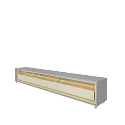 Rack para TV Requinte 212 com LED Rodízios Cinza Off White - Gelius - 2