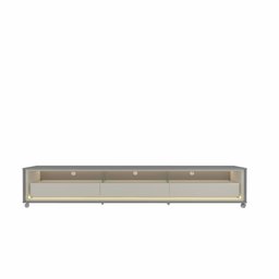 Rack para TV Requinte 212 com LED Rodízios Cinza Off White - Gelius - 4