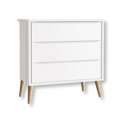 Cômoda Infantil 3 Gavetas Retrô Branco Theo Madeira Natural