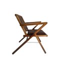 Ver imagem 2 de Cadeira Gafanhoto Assento de Couro Sintético Encosto de Corda Náutica Trançada. Castanho