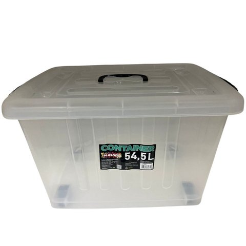 Caixa Organizador Container com Roda e Alça 54,5L Transparente Plasnew