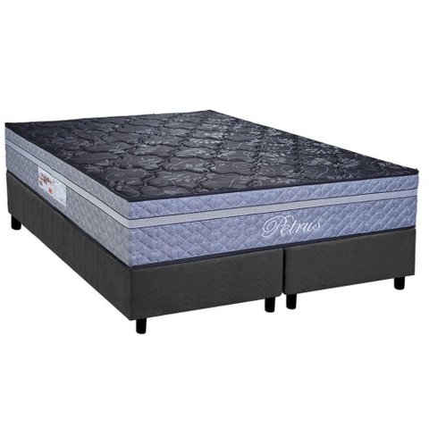 Cama Box Queen: Colchão Molas Masterpocket Ensacadas Paropas Petrus Grafite + Base Crc Suede Gray (