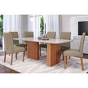 Ver imagem 1 de Sala de Jantar Completa Ester C/ Tampo Madeirado C/ Vidro 180x90cm e 6 Cadeiras Clarice Savana-