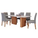 Ver imagem 7 de Sala de Jantar Completa Ester C/ Tampo Madeirado C/ Vidro 180x90cm e 6 Cadeiras Clarice Savana-