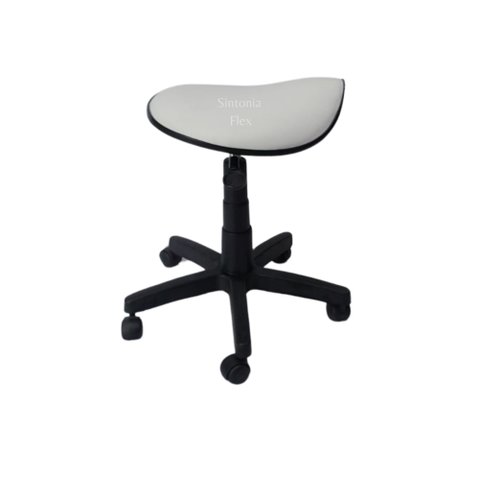Cadeira Sela Estetica sem Encosto - Regulagem de Altura - Base com Rodízio Corano Branco