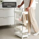 Ver imagem 4 de Prateleira Multiuso 4 Níveis com Rodinhas 22cm Branco Globalmix