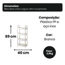 Ver imagem 3 de Prateleira Multiuso 4 Níveis com Rodinhas 22cm Branco Globalmix