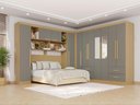Ver imagem 1 de Guarda-Roupa Casal Modulado Canto com Espelho 11 Portas 4 Gavetas Multimóveis Madeirado/Cinza