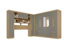 Ver imagem 2 de Guarda-Roupa Casal Modulado Canto com Espelho 11 Portas 4 Gavetas Multimóveis Madeirado/Cinza