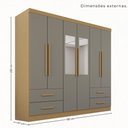 Ver imagem 5 de Guarda-Roupa Casal Modulado Canto com Espelho 11 Portas 4 Gavetas Multimóveis Madeirado/Cinza