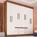Ver imagem 2 de Guarda-roupa Casal Dallas 8 Portas 4 Gavetas Castanho/off White - Panorama Móveis