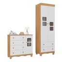 Ver imagem 2 de Quarto de Bebê Completo com Guarda-roupas 2 Portas e Cômoda Luna Multimóveis Mp4796 Madeirado/