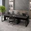 Ver imagem 1 de Mesa de Escritório Plataforma 6 Pessoas 2,70m Pre Pés Metal Cor:preto