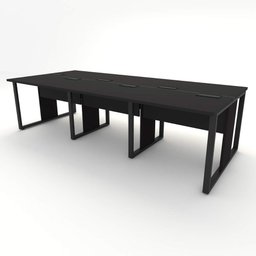 Mesa de Escritório Plataforma 6 Pessoas 2,70m Pre Pés Metal Cor:preto - 4