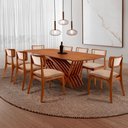 Ver imagem 1 de Conjunto Sala de Jantar Mesa Venus Tampo 220cm Laminado Barril e 8 Cadeiras Viena