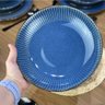 Prato Fundo de Massas Cerâmica Linear Azul Premium 23cm Lyor - 2