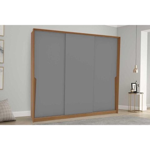 Guarda Roupa Casal 3 Portas de Correr e 4 Gavetas Porto Freijo/cinza - Politorno