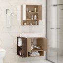 Ver imagem 3 de Gabinete Troia com Espelheira Cuba Dalla Branca e Papeleira Fendi/carvalho