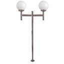 Ver imagem 1 de Poste de Jardim com Globo de Vidro Leitoso 15x30 Duplo P20/2 em Aço Marrom