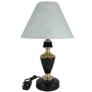 Abajur Clássico Trinity Quarto Sala Luminária Decoração – Preto Cúpula Branca