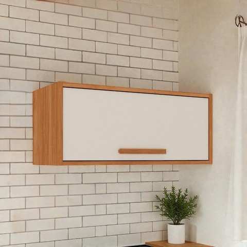 Armário de Cozinha 1 Porta Horizontal 70cm Branco/Cinamomo/Off