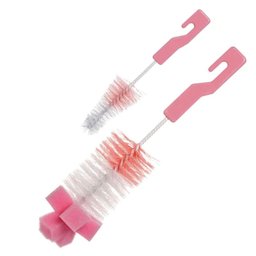 12 Kits de Escovas para Limpeza de Mamadeira e Bico Higienização Esponja Buba Rosa  - 8