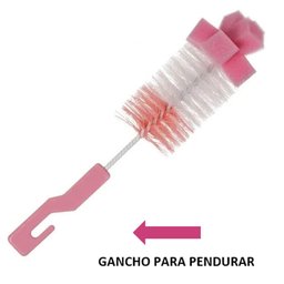 12 Kits de Escovas para Limpeza de Mamadeira e Bico Higienização Esponja Buba Rosa  - 4