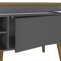 Rack Bancada Artely Lumina c/ 2 Portas e Led Carvalho/grafite - 3