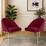 Kit 2 Banqueta Poltrona Lua Penteadeira e Salão com Base Metálica:bordo - 2