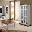 Ver imagem 3 de Cristaleira Manchester 2 Portas 4 Prateleiras 2036 Linz Móveis - Off White/imbuia Glazer