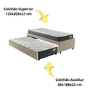 Ver imagem 7 de Bicama Box Viúva 126x208 Courino Linho Bege com Dois Colchões Adapto Molas Ensacadas Ecoflex