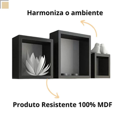 Nicho para Banheiro Cozinha Parede Suspenso Quadrado Mdf - 2