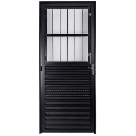 Porta de Aluminio Postigo Direita Linha Premium:2,10 X 0,80/preto