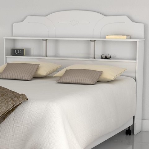 Cabeceira Casal Star com Nichos MDF-MDP Branco 149cm Casah